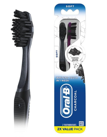 Oral-B Charcoal Toothbrushes Soft (2 Count)