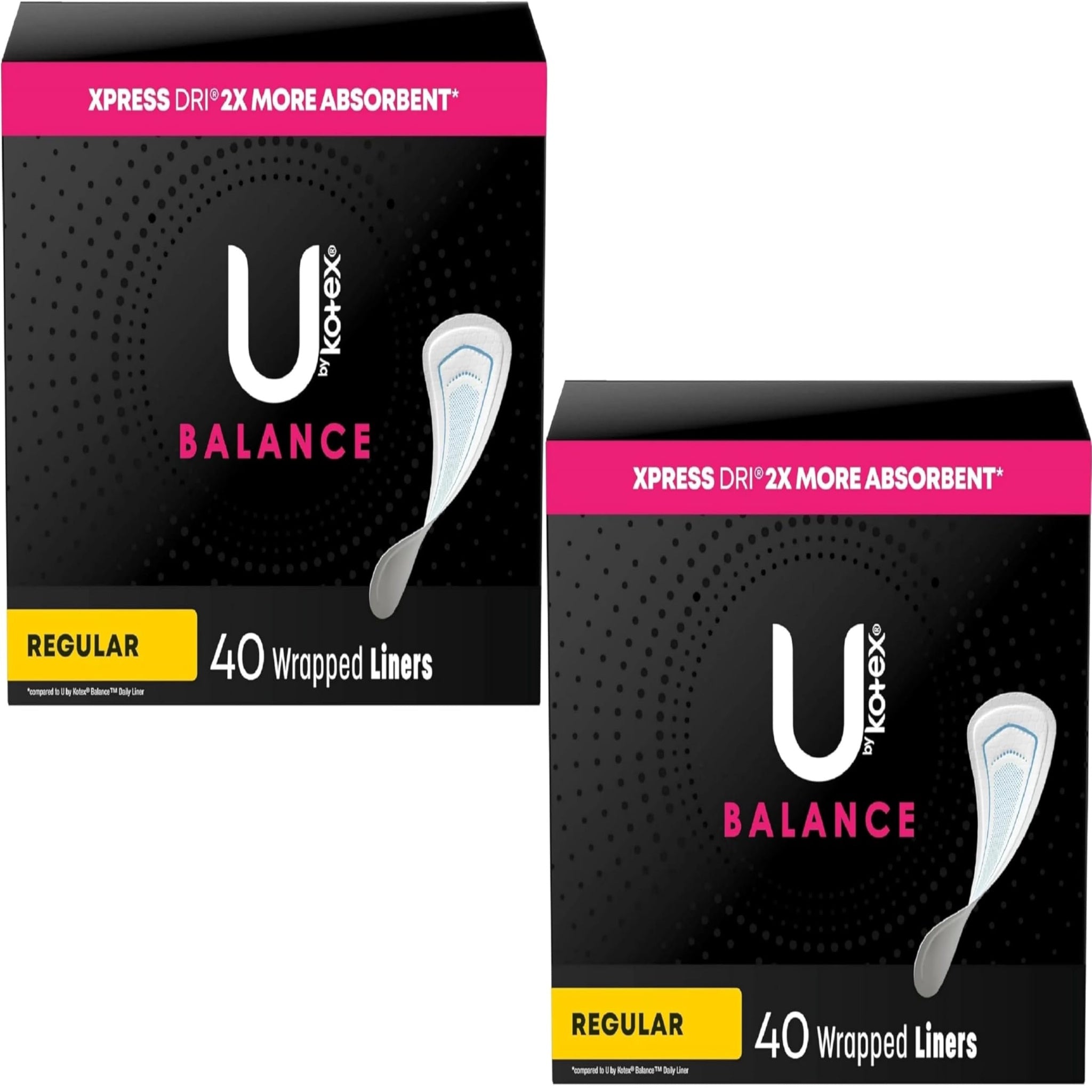 U by Kotex Curves Liners Regular (40 Count, 2 Pack)