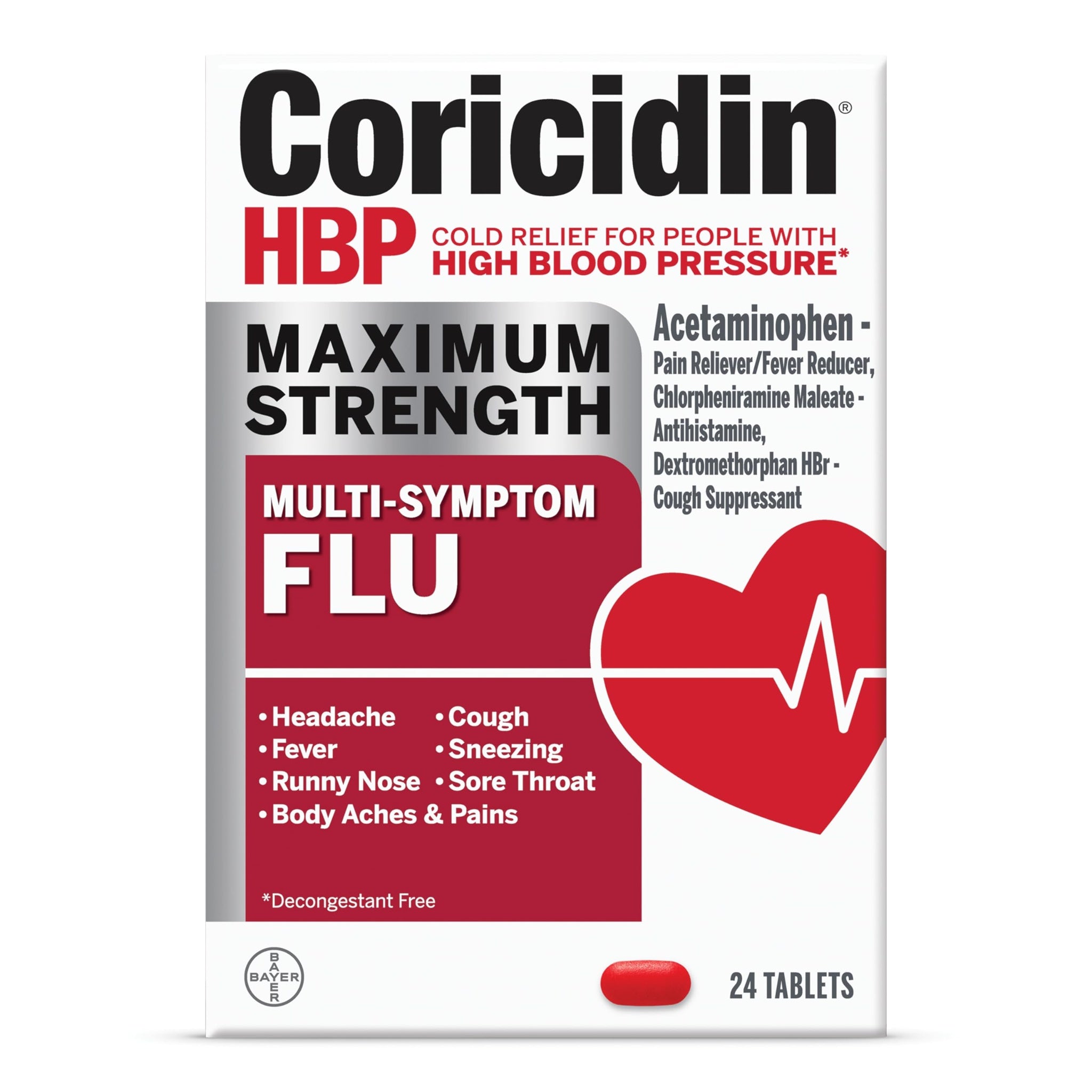 Coricidin HBP Multi-Symptom Flu Tablets (24 ct)