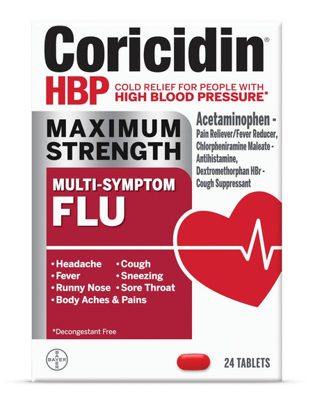 Coricidin HBP Multi-Symptom Flu Tablets (24 ct)