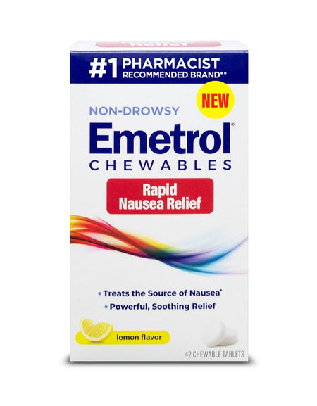 Emetrol Nausea Relief Chewable Tablets Lemon (42 Count)