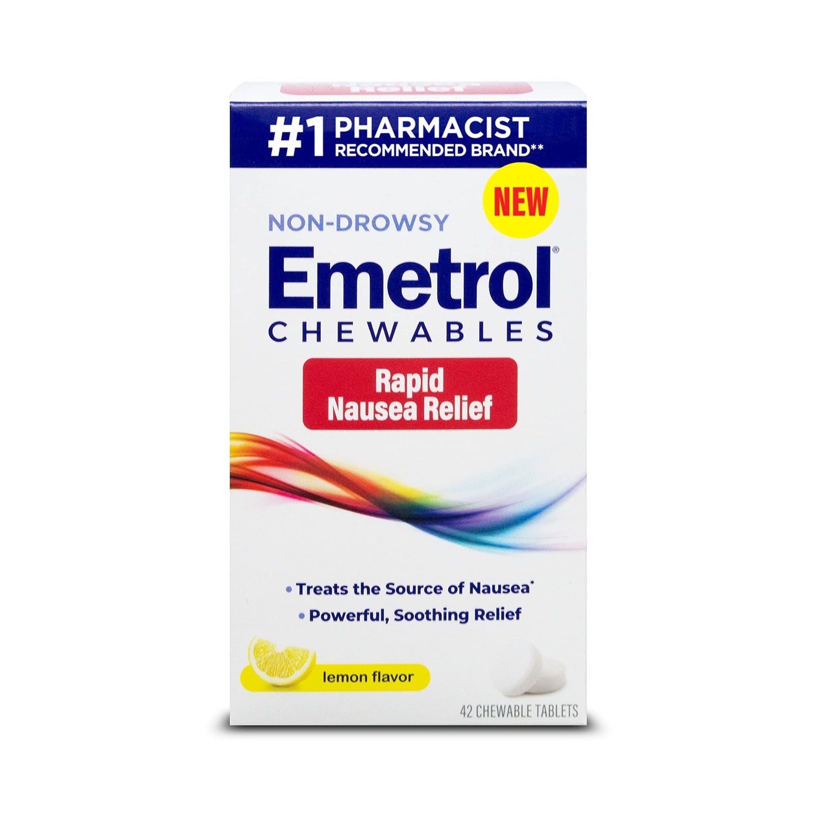 Emetrol Nausea Relief Chewable Tablets Lemon (42 Count)