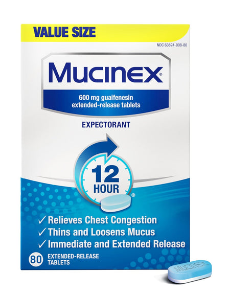 Mucinex 12 Hour Guaifenesin Tablets (80 Count)