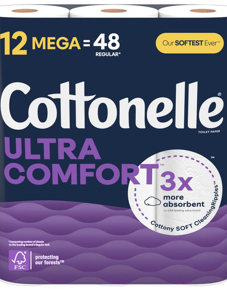 Cottonelle Ultra Comfort Toilet Paper (12 Mega Rolls)