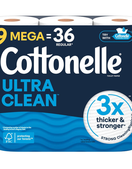 Cottonelle Ultra Clean Toilet Paper (9 Mega Rolls)