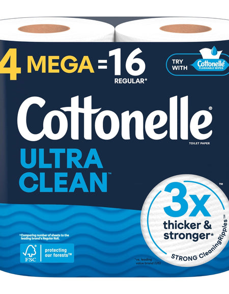 Cottonelle Ultra Clean Toilet Paper (4 Mega Rolls)