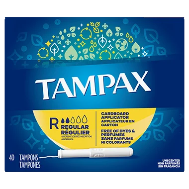 Tampax Cardboard Applicator Tampons, 40 Count