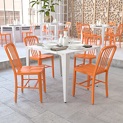 Flash Furniture Gael Commercial Grade 2 Pack Orange Metal Indoor-Outdoor Chair