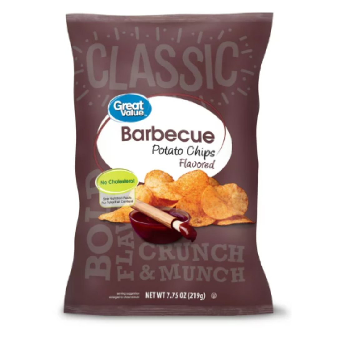 Great Value Barbecue Flavored Potato Chips, 7.75 Ounce