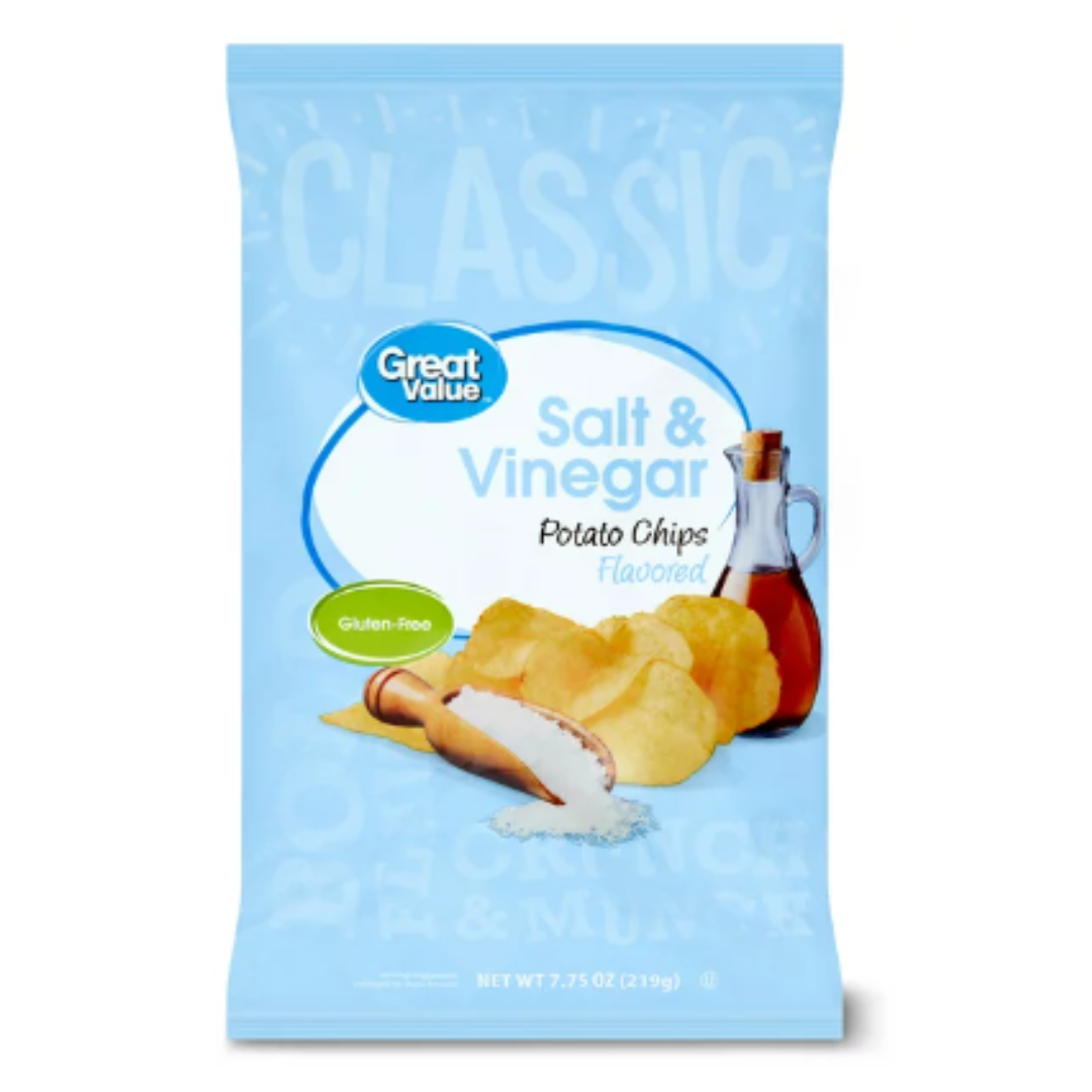 Great Value Salt & Vinegar Potato Chips, 7.75 Ounce