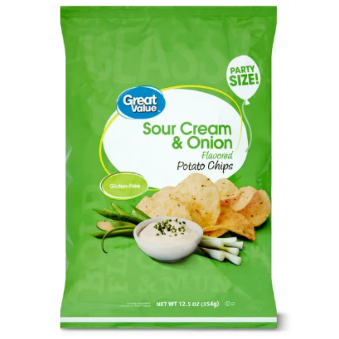 Great Value Sour Cream & Onion Flavored Potato Chips Party Size, 12.5 Ounce