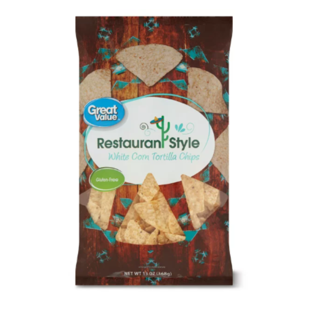 Great Value Restaurant Style White Corn Tortilla Chips, 13 Ounce