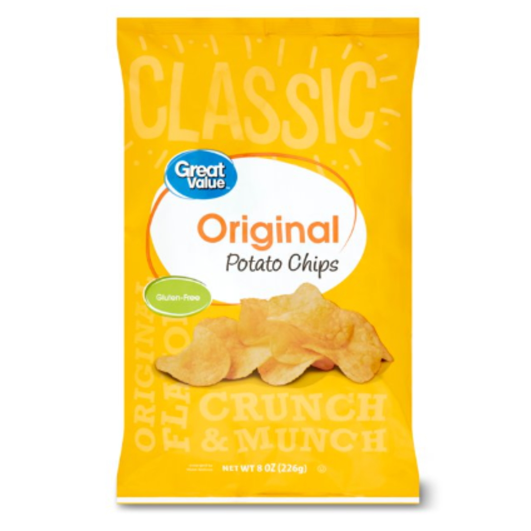 Great Value Original Flavor Potato Chips, 8 Ounce