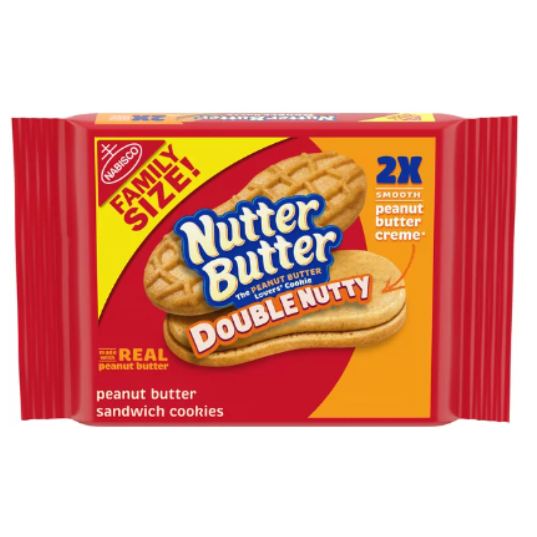 Nutter Butter Double Nutty Peanut Butter Sandwich Cookies, Family Size, 15.27 Ounce