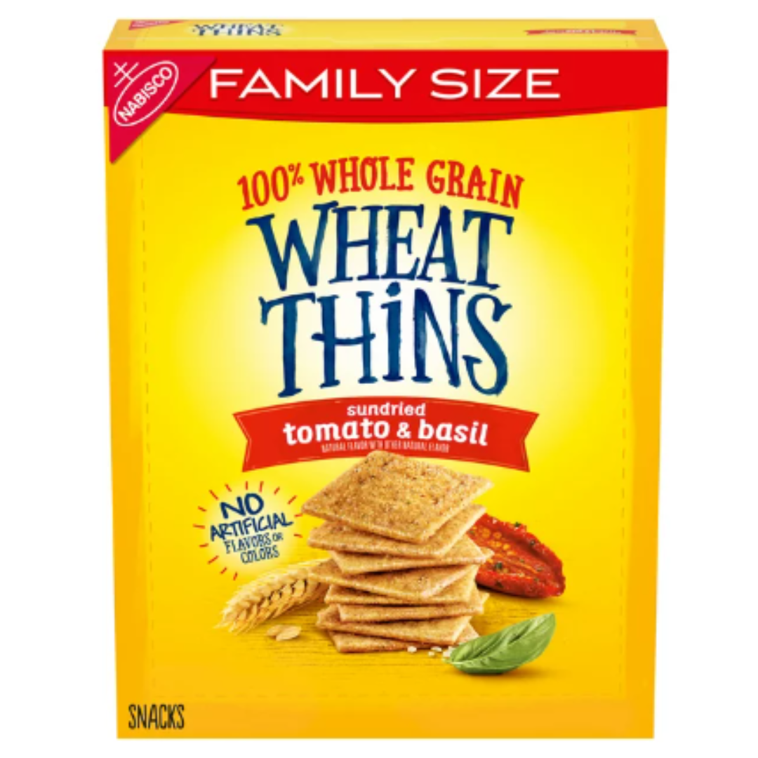 Wheat Thins Sundried Tomato & Basil Whole Grain Wheat Crackers, Family Size, 13 Ounce