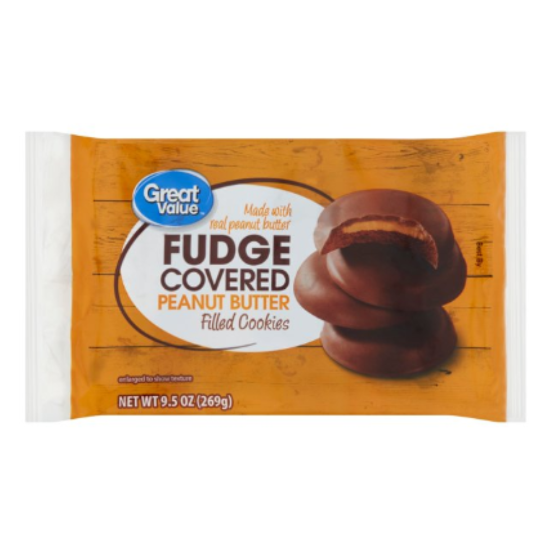 Great Value Fudge Covered Peanut Butter Filled Cookies, 9.5 Ounce