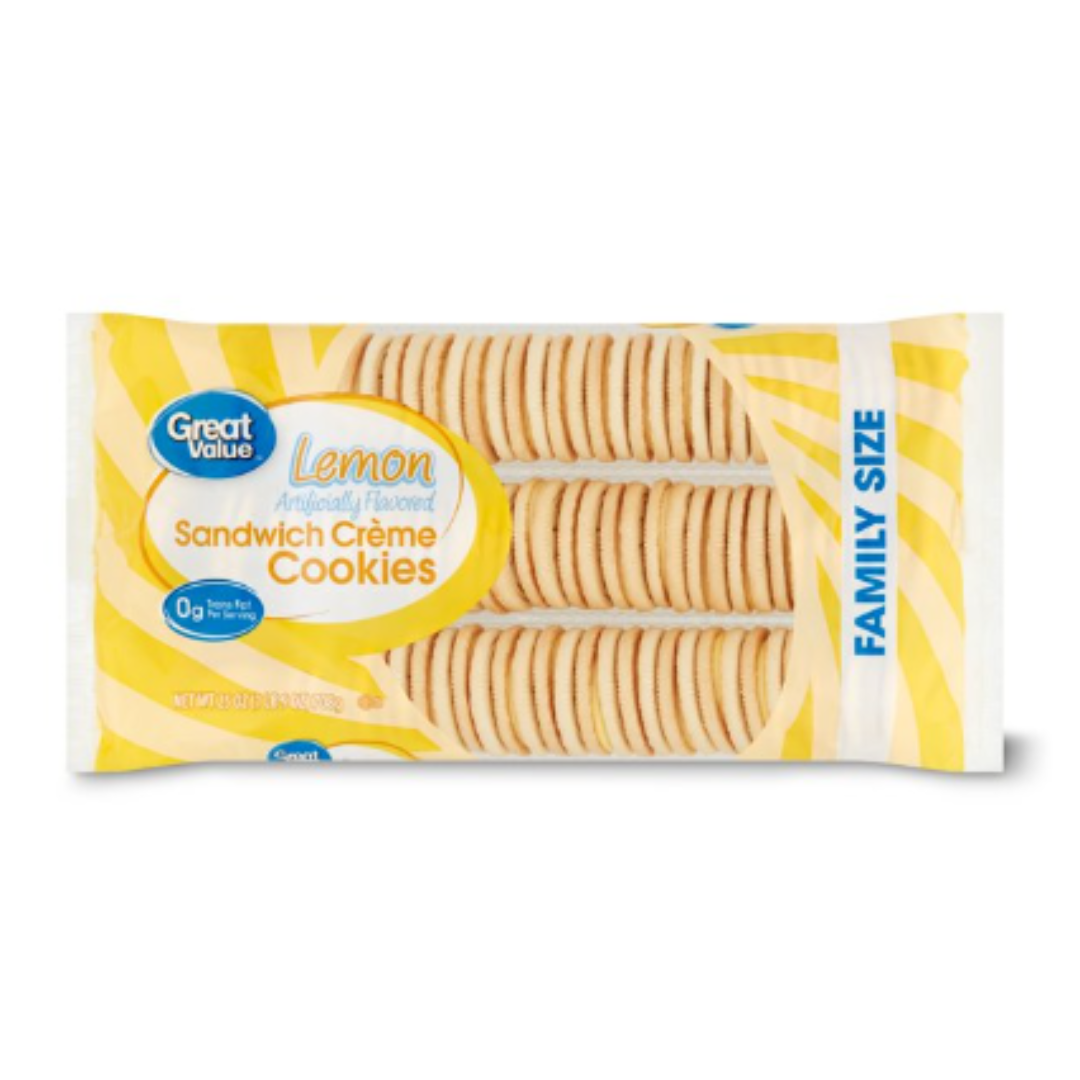 Great Value Lemon Sandwich Creme Cookies, Family Size, 25 Ounce