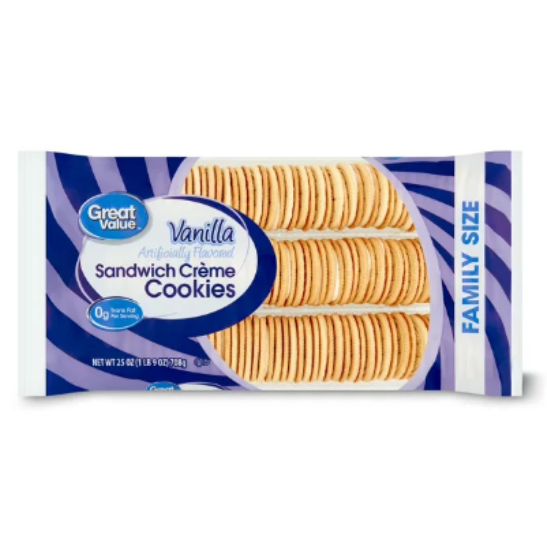 Great Value Vanilla Sandwich Creme Cookies Family Size, 25 Ounce