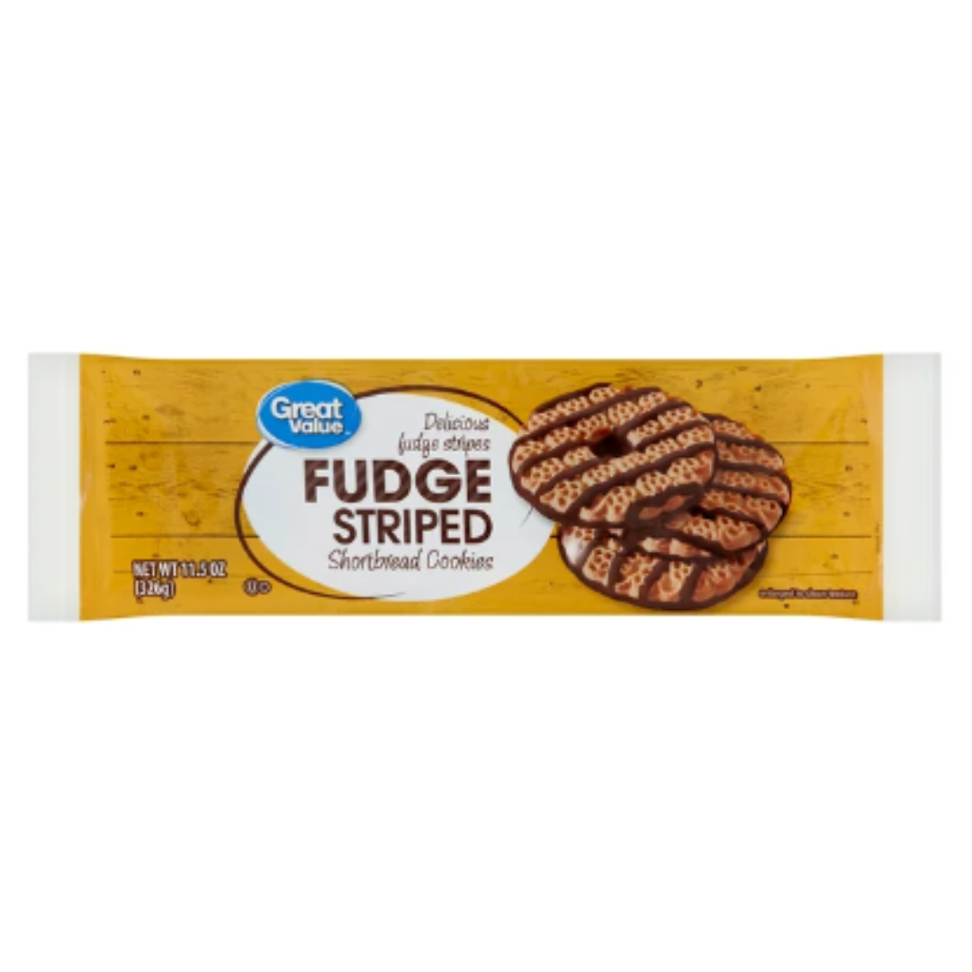 Great Value Fudge Striped Shortbread Cookies, 11.5 Ounce