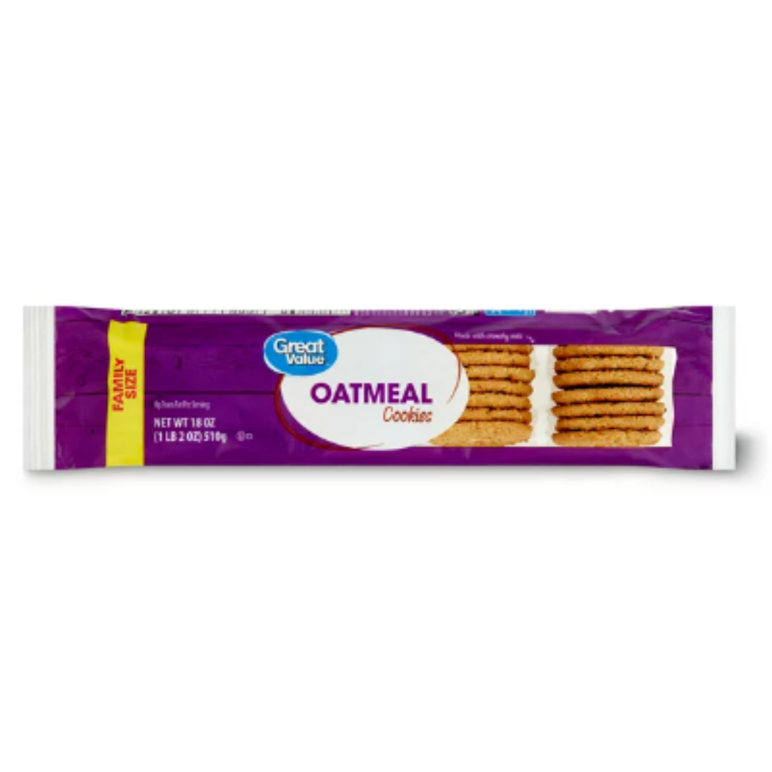 Great Value Oatmeal Cookies, Family Size, 18 Ounce