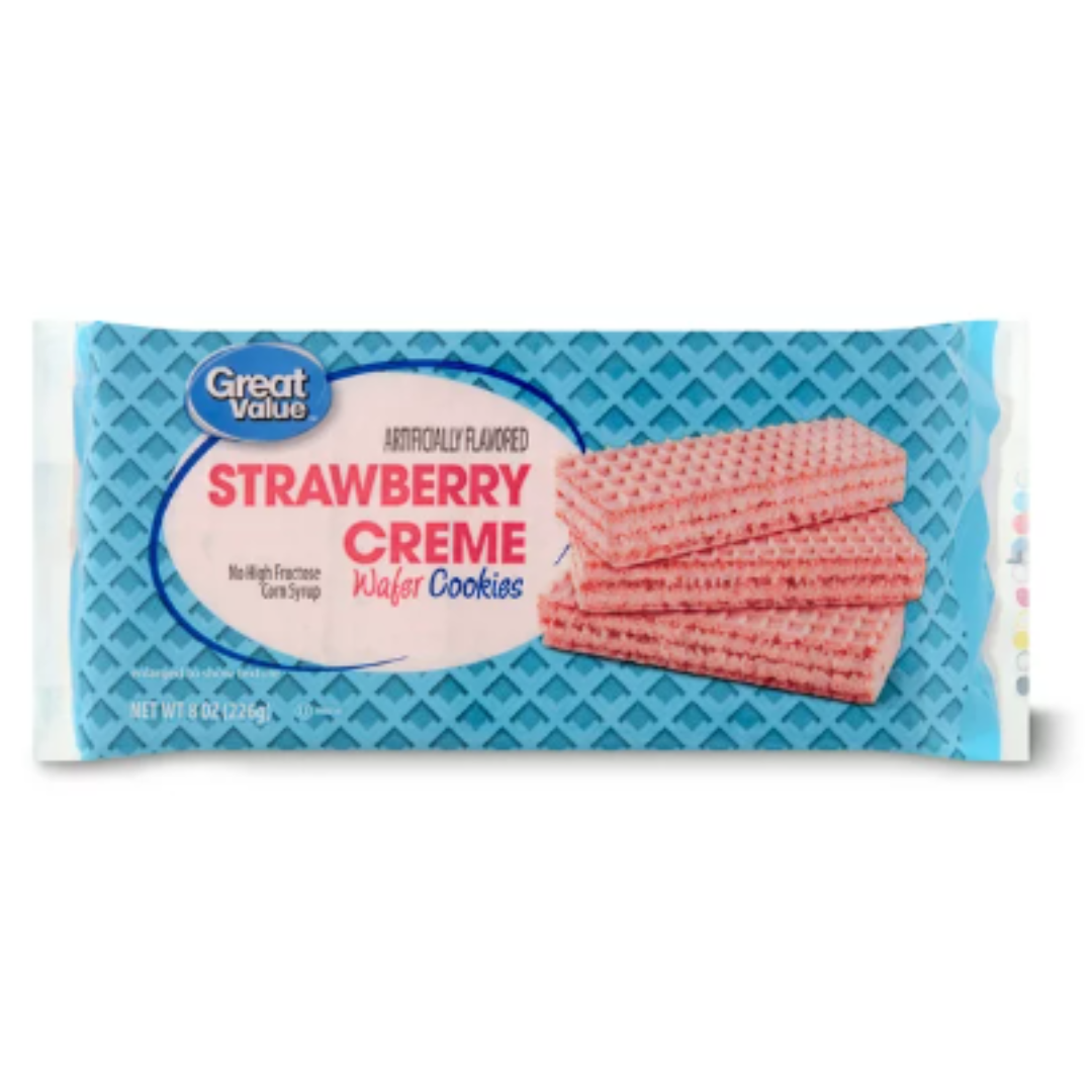 Great Value Strawberry Creme Wafer Cookies, 8 Ounce