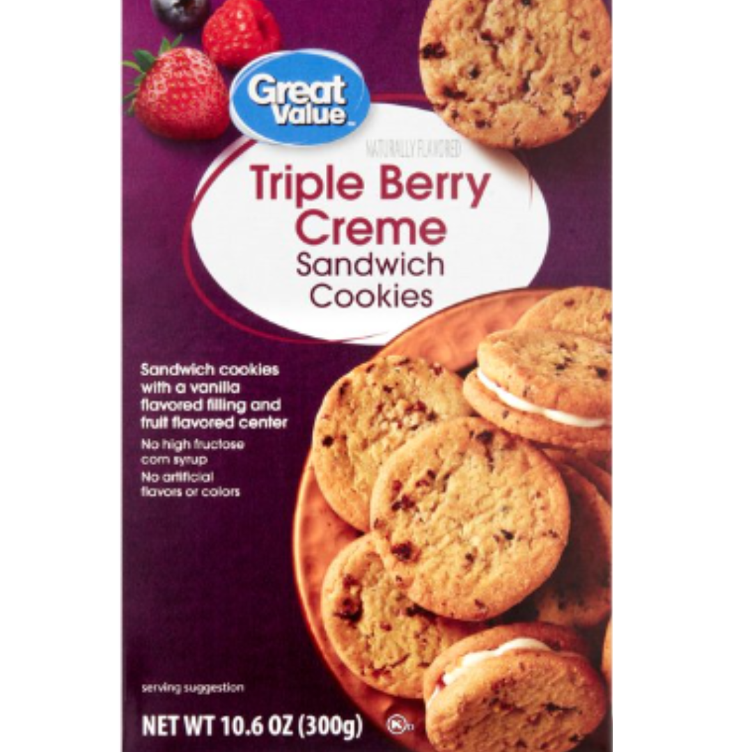 Great Value Triple Berry Creme Sandwich Cookies, 10.6 Ounce