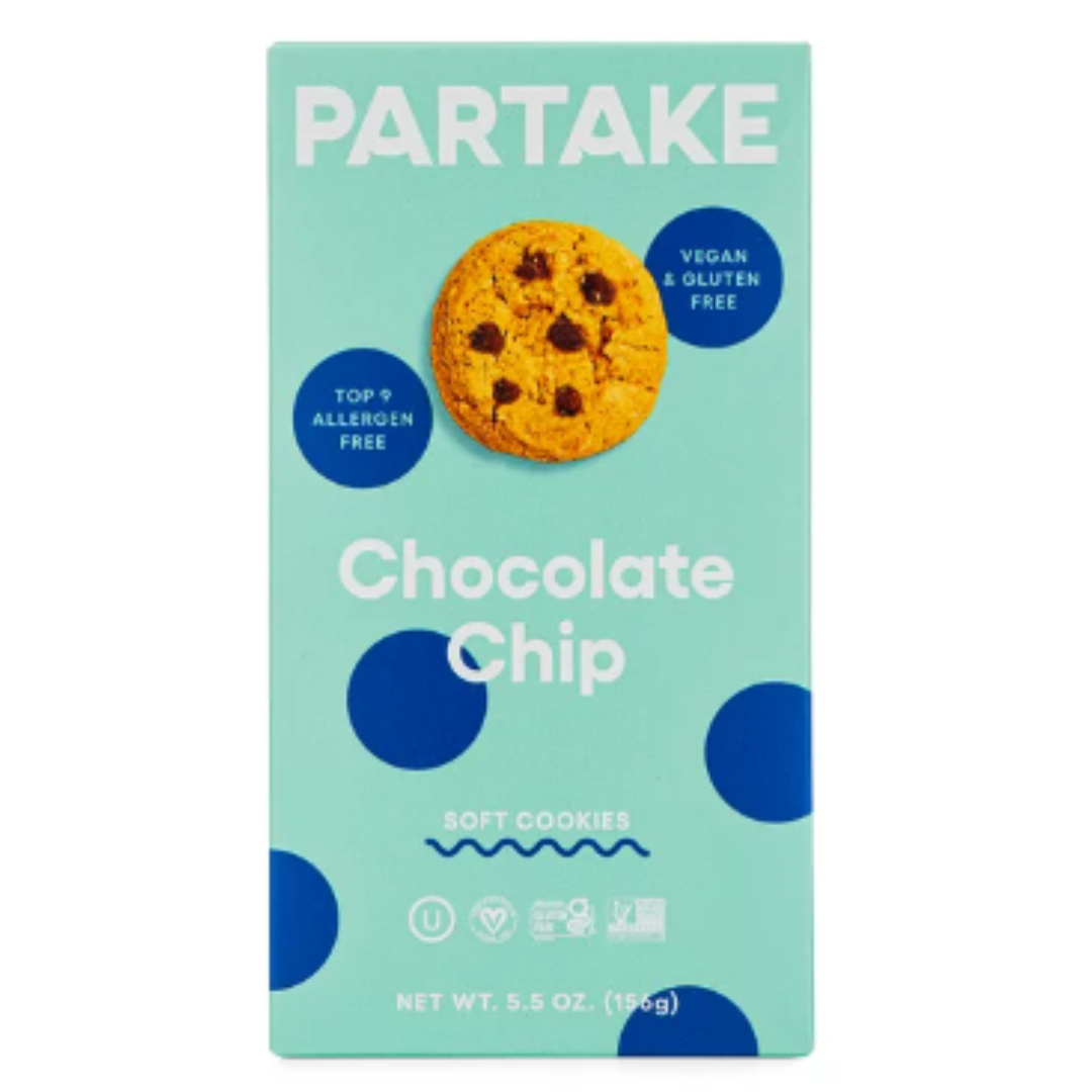 Partake Foods Gluten Free Vegan Soft Baked Chocolate Chip Cookies, 5.5 Ounce