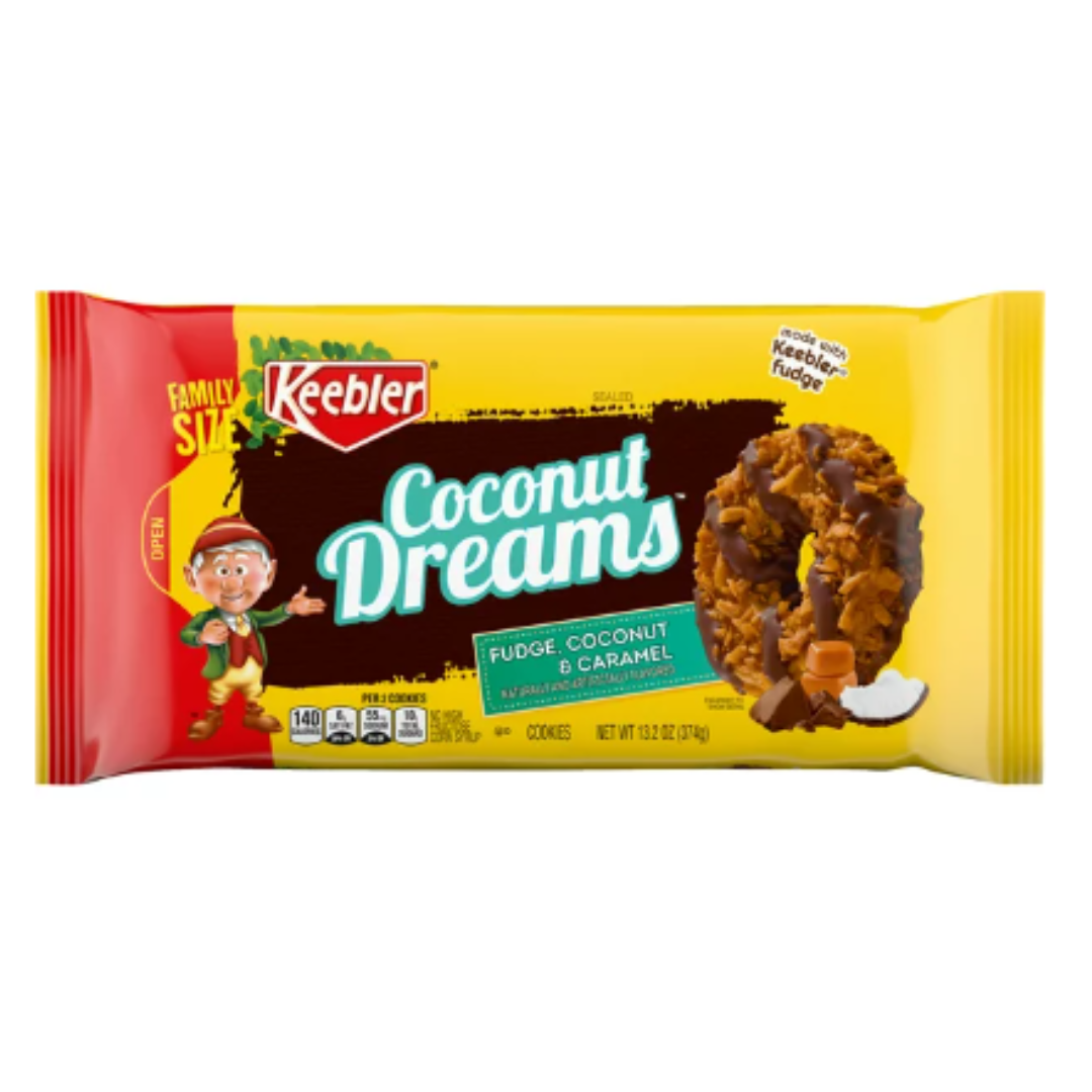 Keebler Coconut Dreams Fudge, Coconut & Caramel Cookies, Family Size, 13.2 Ounce