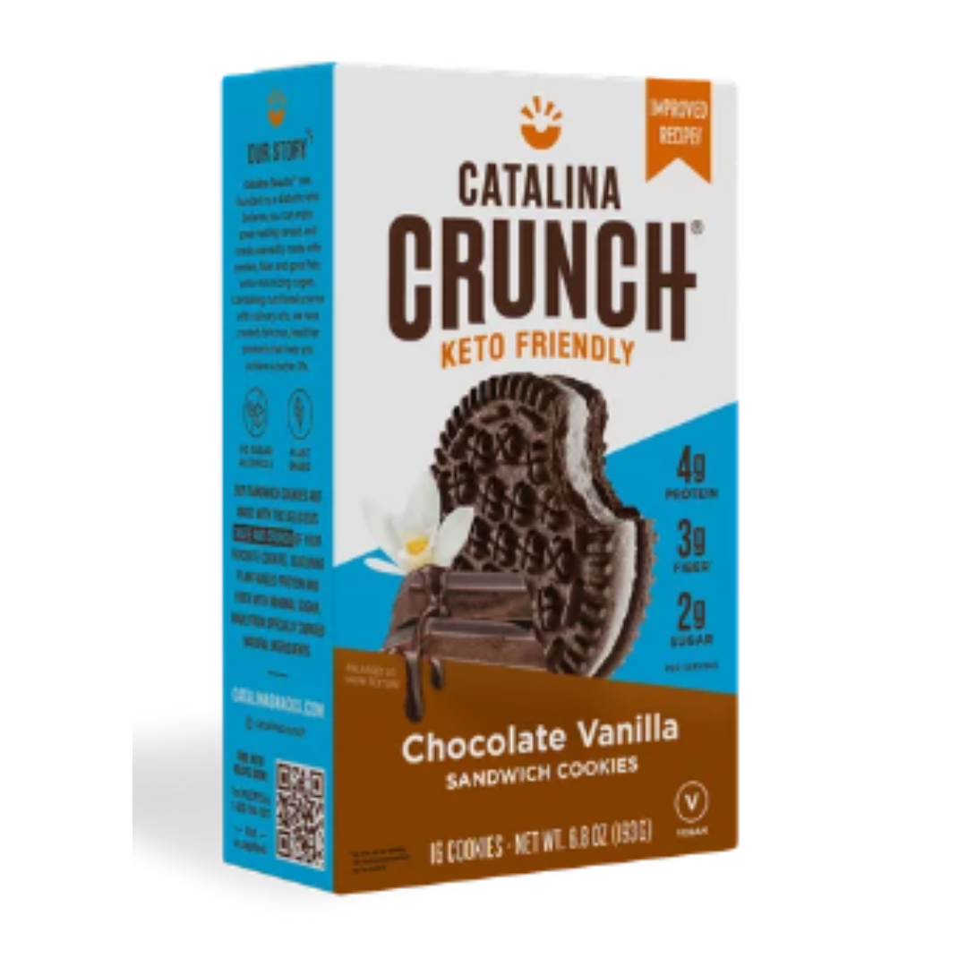 Catalina Crunch Chocolate Vanilla Keto Sandwich Cookies 6.8 Ounce