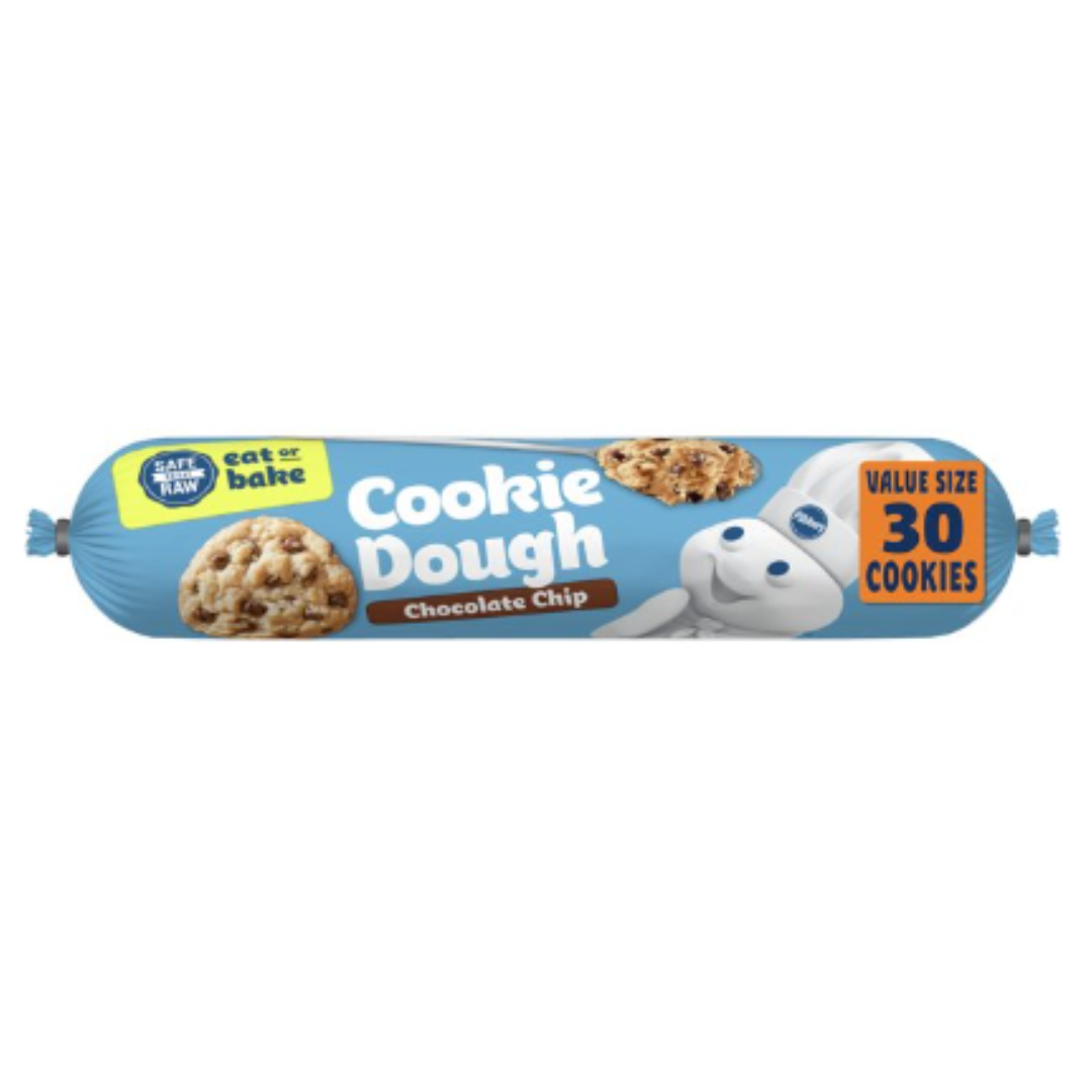 Pillsbury Ready To Bake Chocolate Chip Refrigerated Cookie Dough, Value Size, 30 Ounce