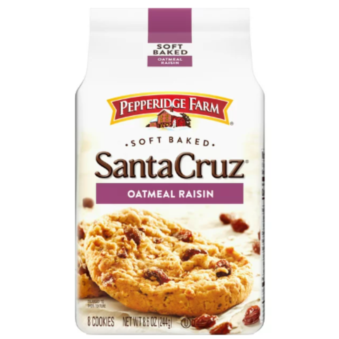 Pepperidge Farm Santa Cruz Soft Baked Oatmeal Raisin Cookies, 8.6 Ounce