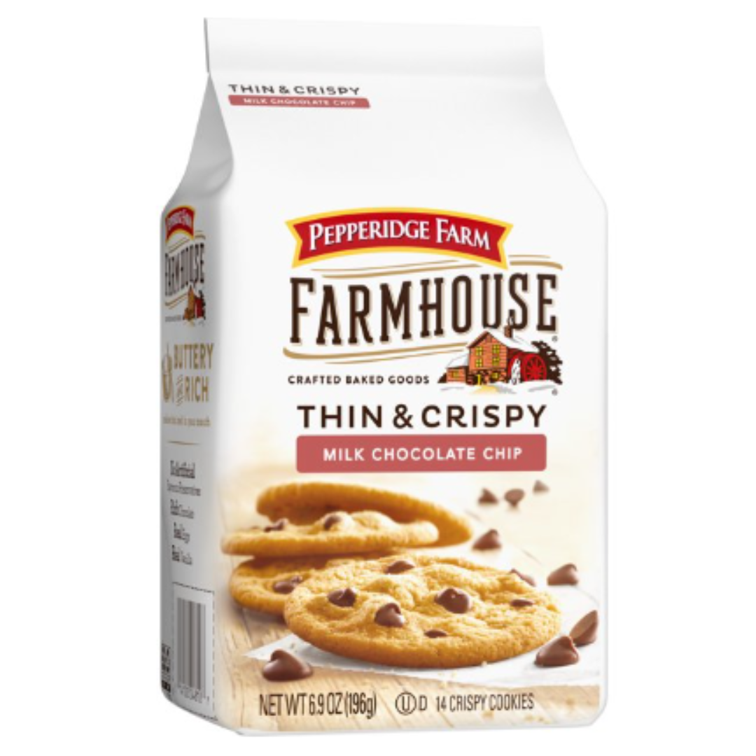Pepperidge Farm Farmhouse Thin & Crispy Milk Chocolate Chip Cookies, 6.9 Ounce