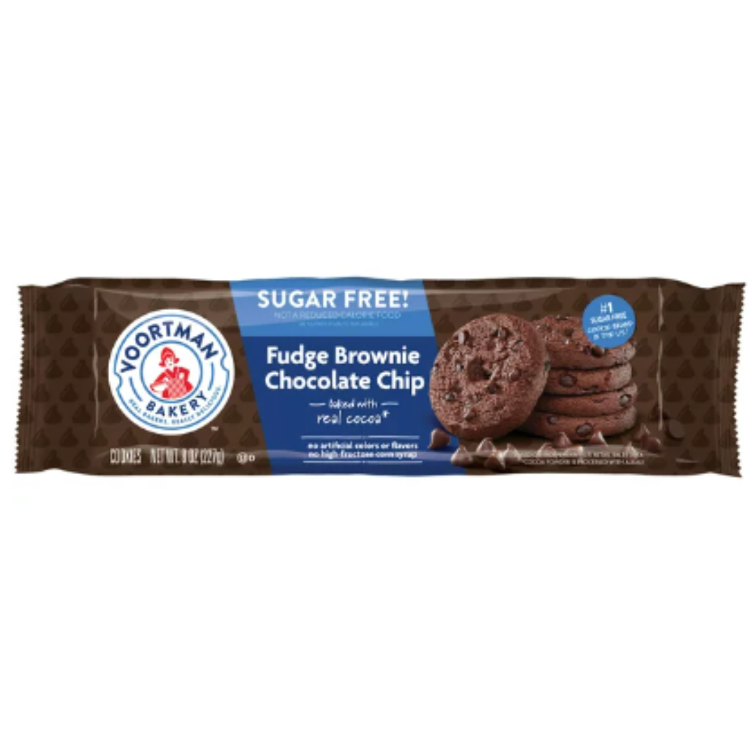 VOORTMAN Bakery Sugar Free Fudge Brownie Chocolate Chip Cookies 8 Ounce