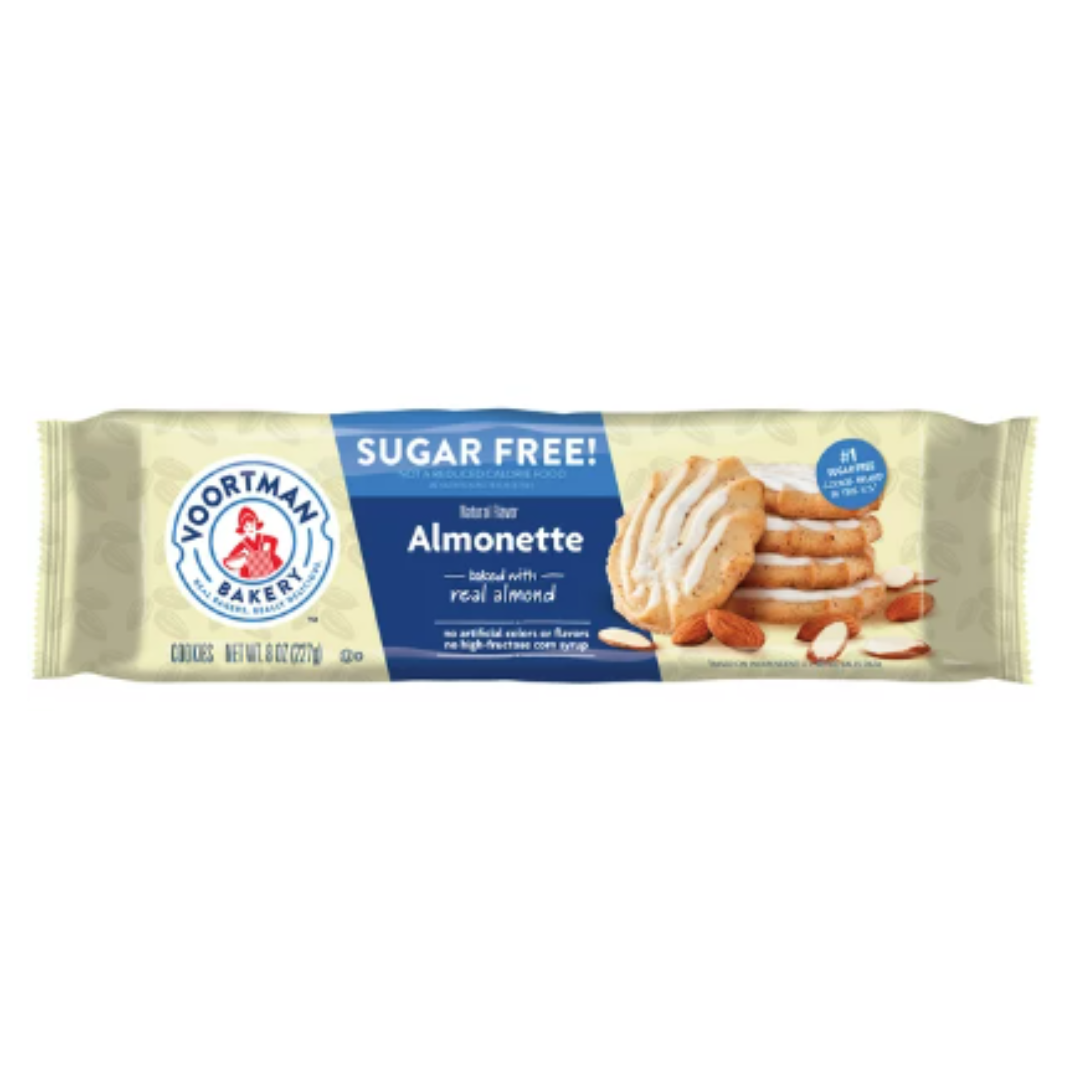 VOORTMAN Bakery Sugar Free Iced Almonette Cookies 8 Ounce