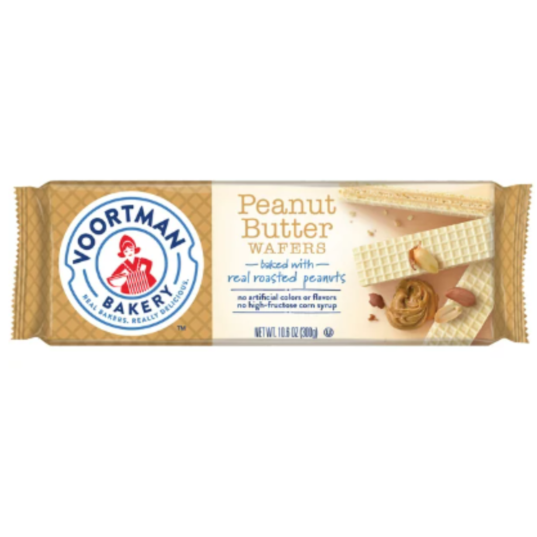 VOORTMAN Peanut Butter Wafers, Creamy Peanut Butter Snack, 10.6 Ounce