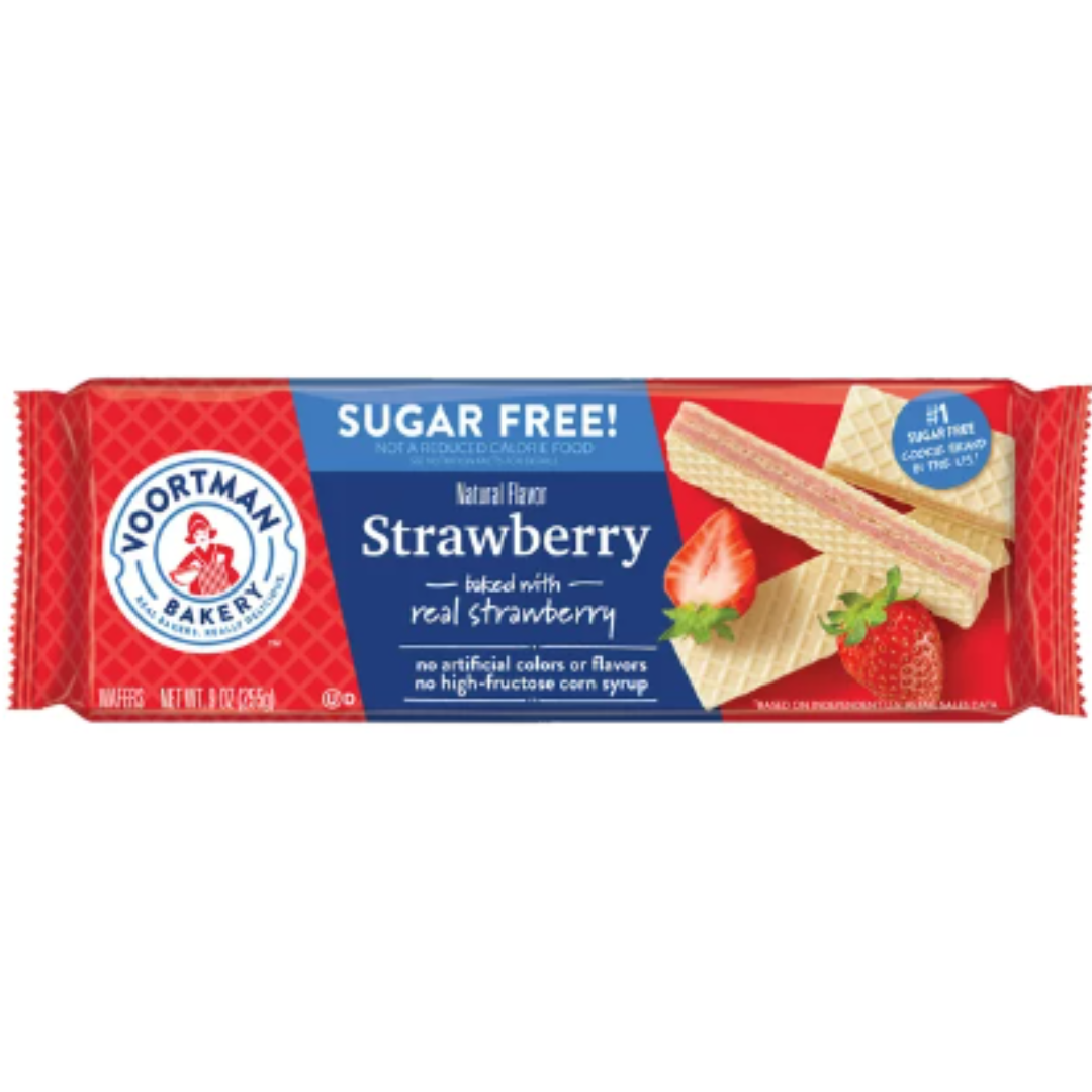 VOORTMAN Bakery Sugar Free Strawberry Wafers 9 Ounce