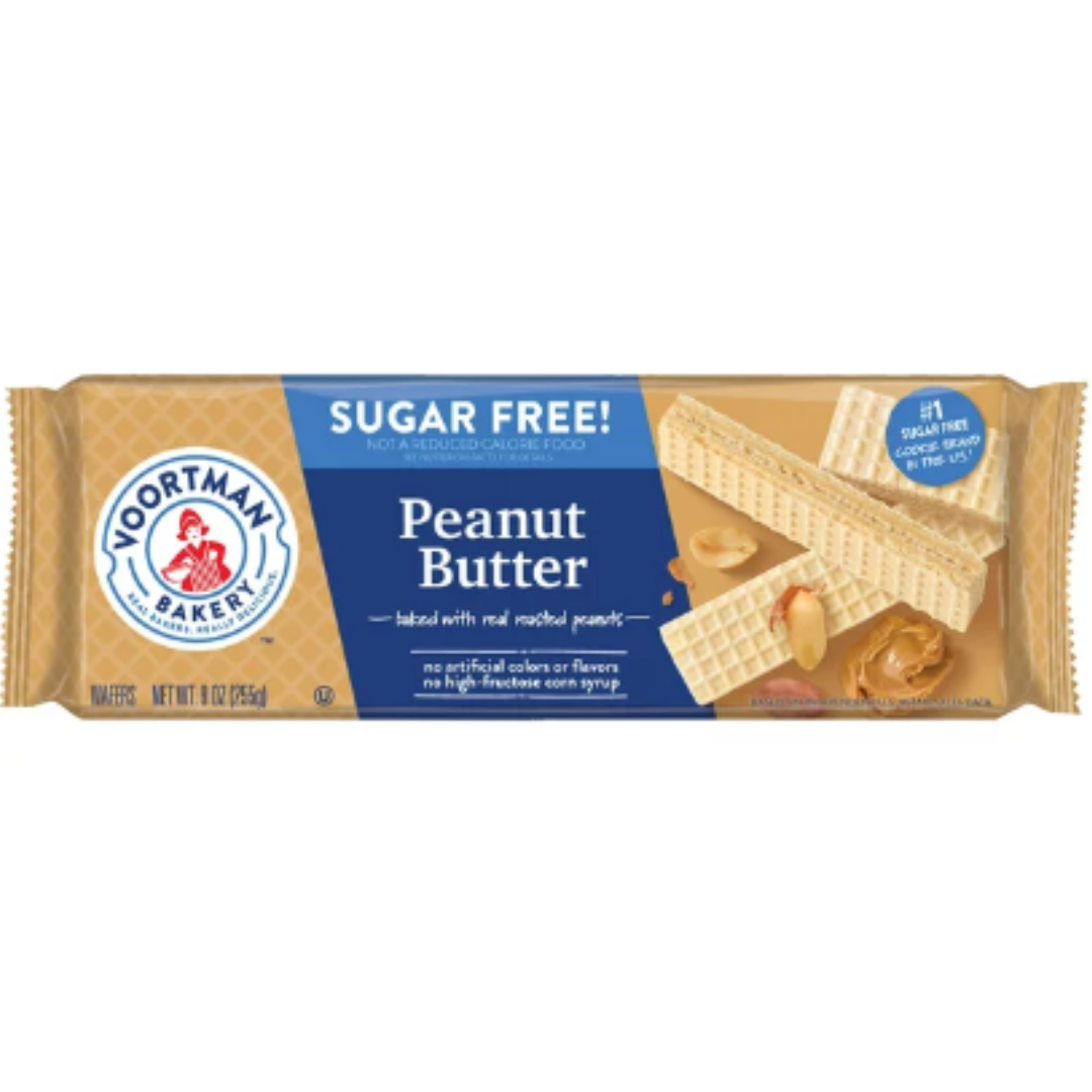VOORTMAN Sugar Free Peanut Butter Wafers, 9 Ounce