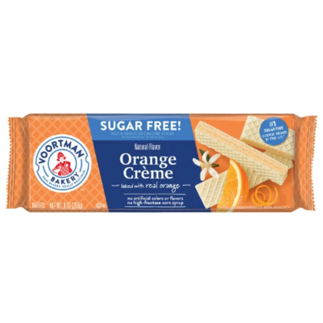 VOORTMAN Bakery Sugar Free Orange Creme Wafers 9 Ounce