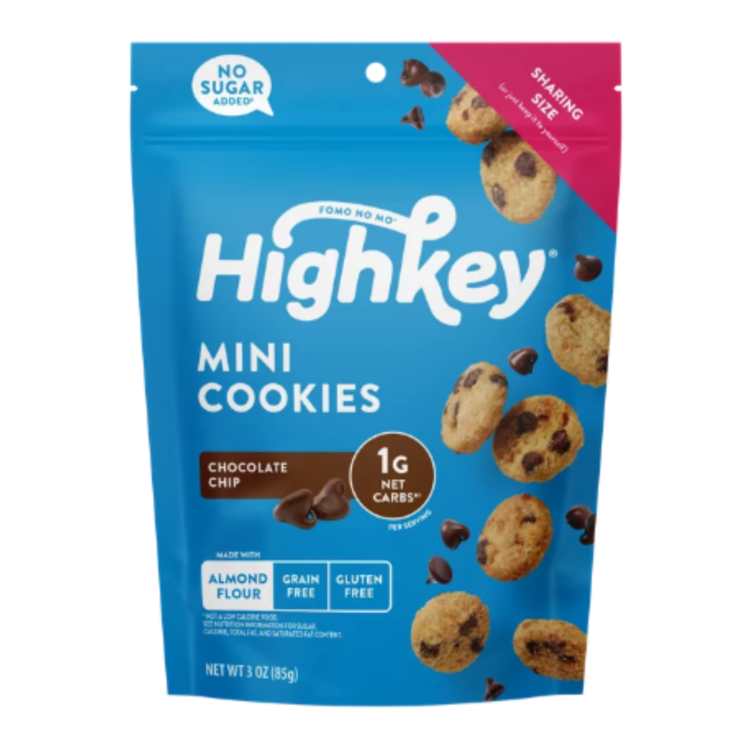 HighKey No Sugar Added Chocolate Chip Mini Cookies, 3 Ounce