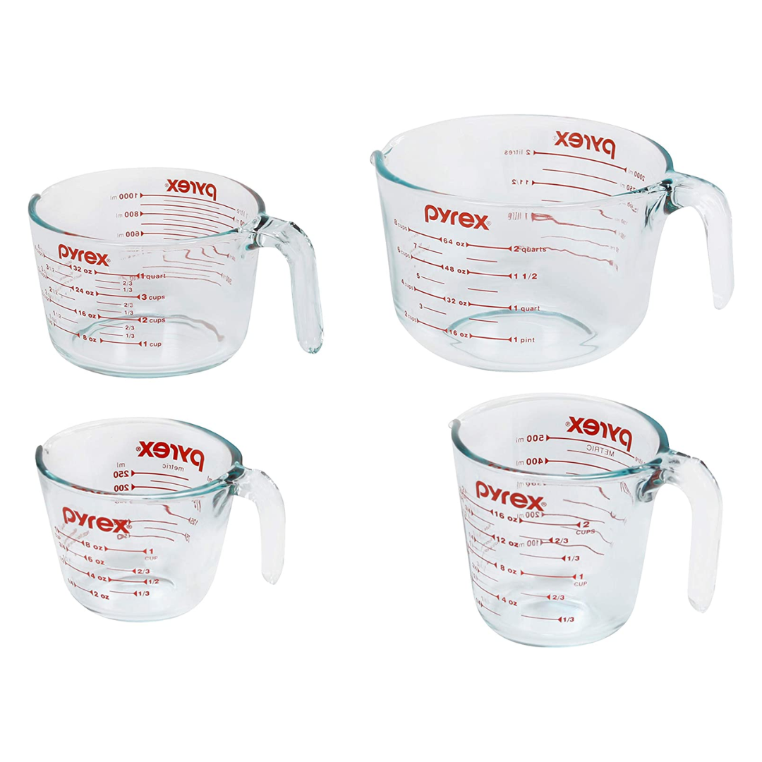 Pyrex 4 Piece Glass Measuring Cup Set, Essential Kitchen Tools