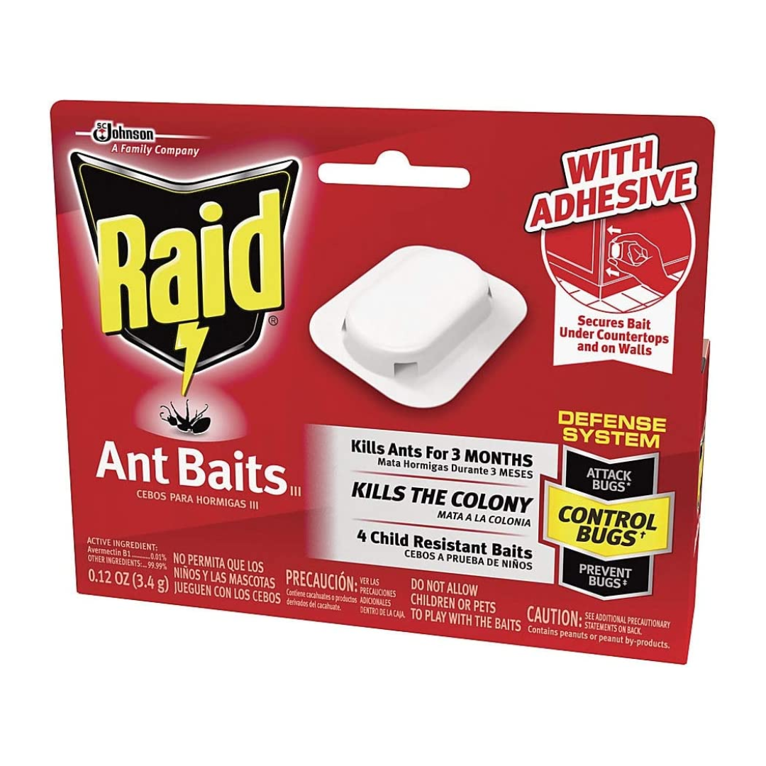 Raid Ant Killer Baits, For Household Use, Kills the Colony, Child Resistant, 0.12 Ounce - Pack of 4