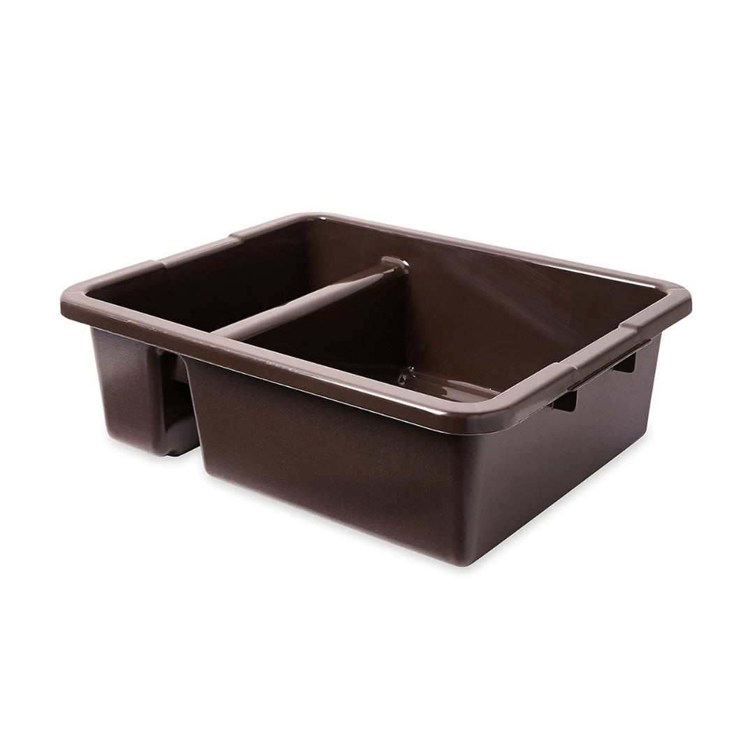 Rubbermaid 3350 21 7 gallon Brown HDPE Divided Bus/Utility Box