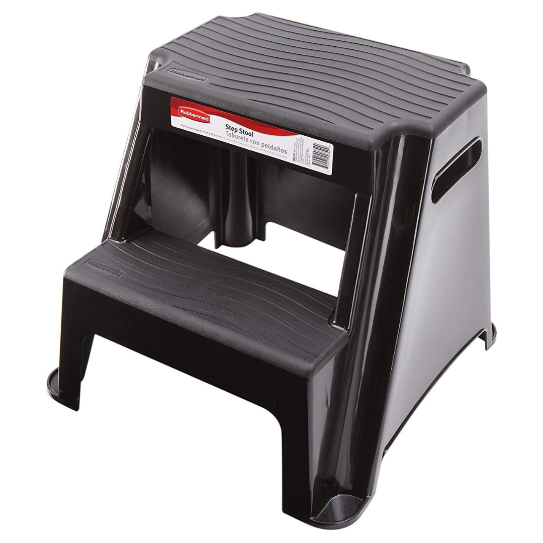 Rubbermaid 2-Step Molded Plastic Stool with Non-Slip Step Treads 300-Pound Capacity RM-P2