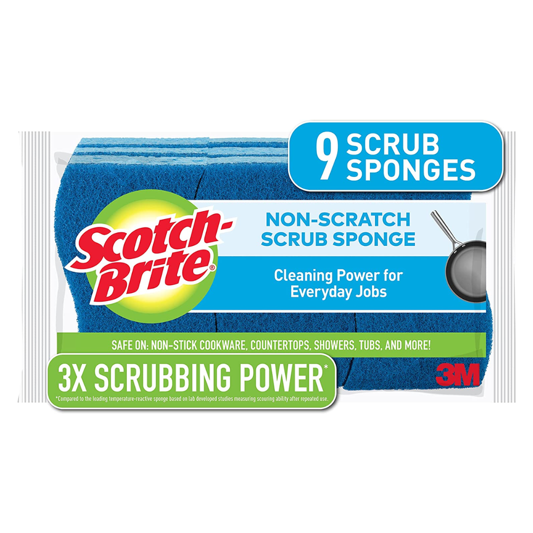 Scotch-Brite Non-Scratch Scrub Sponges, For Washing Dishes and Cleaning Kitchen - 9 Count
