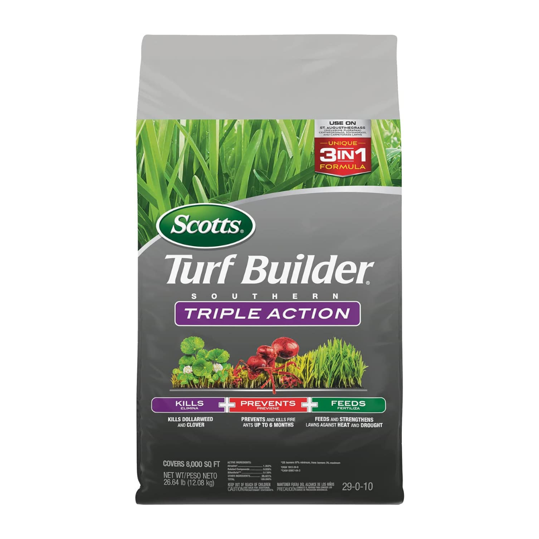 Scotts Turf Builder Southern Triple Action, Weed Killer, Lawn Fertilizer, Fire Ant Killer & Preventer, 26.64 Pounds