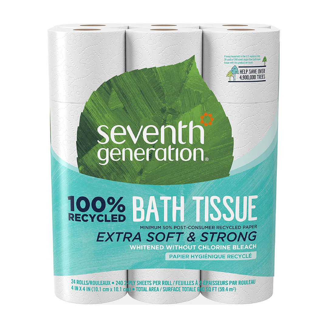 Seventh Generation White Toilet Paper 2-Ply 100% Recycled Paper, 24 Count - Pack of 2