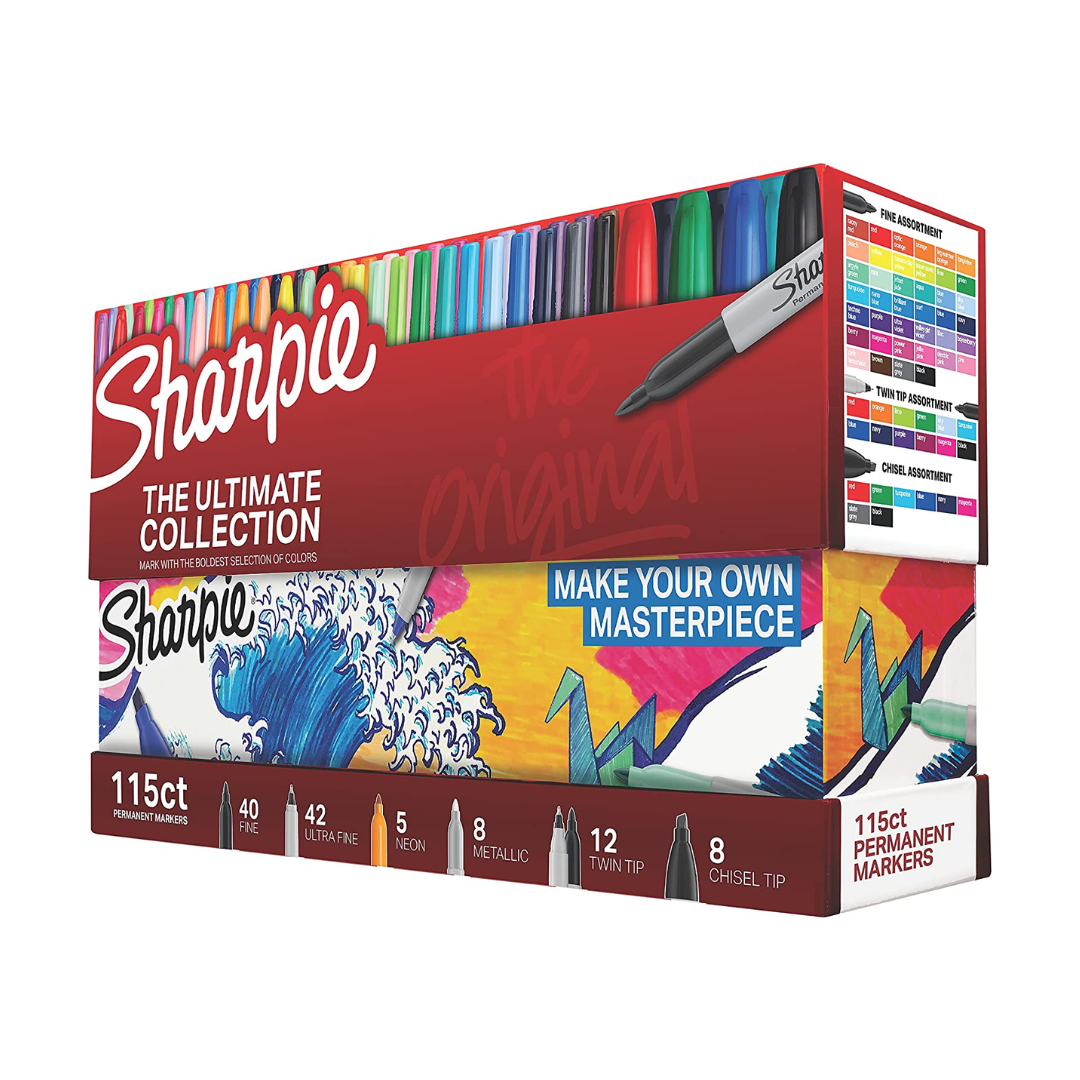 Sharpie Permanent Markers Ultimate Collection, Fine and Ultra Fine Points, Assorted Colors, 115 Count 1983255