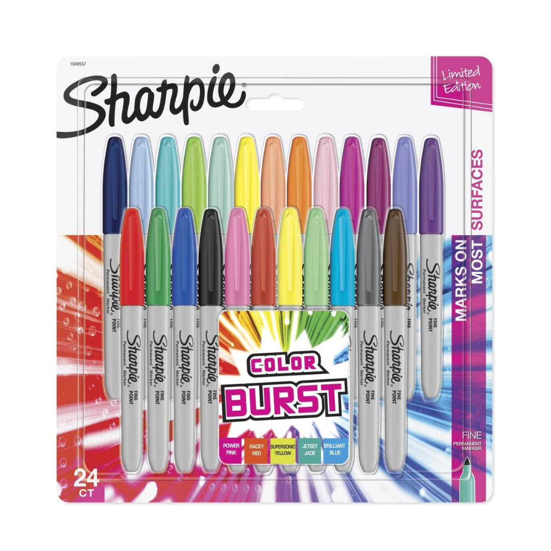 SHARPIE Color Burst Markers, Fine Point - 24 Count