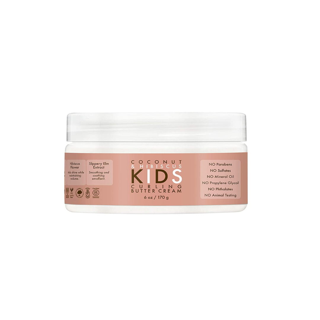 SheaMoisture Kids Curling Styling Cream For Curl Definition Coconut & Hibiscus Curl and Detangle Kids Hair 6 Ounce