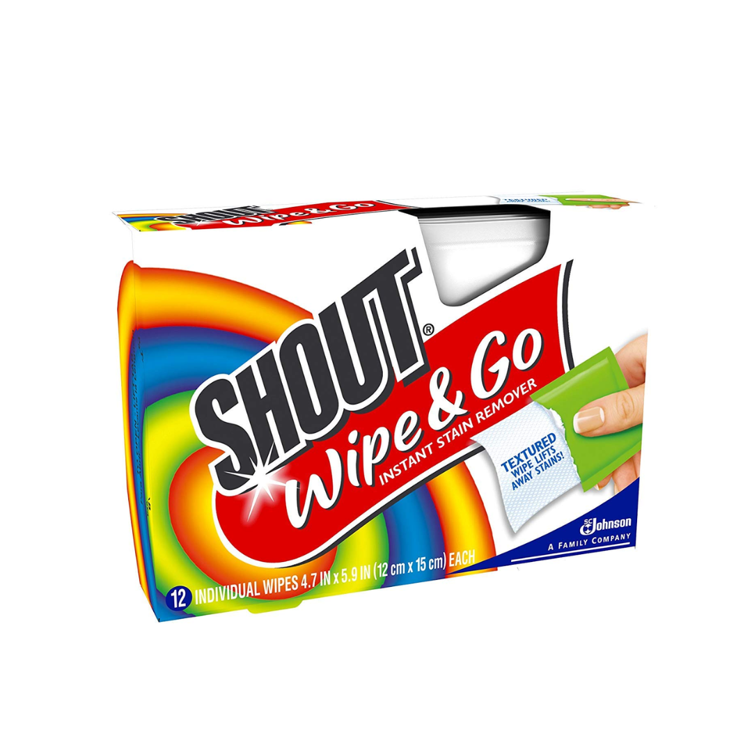 Shout Wipes - Portable Stain Treater Towelettes, Multicolor, 12 Count - Pack of 2